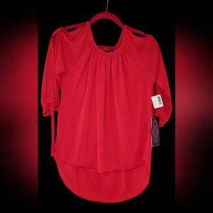 Rock & Roll Cowgirl Poppy Juniors ¾ Sleeve Blouse, Size Small